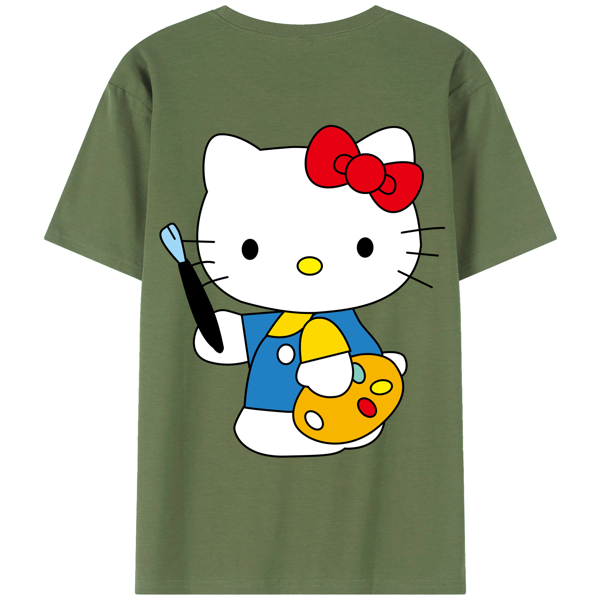 （画像用） Hello Kitty ハローキティ 綿100％ メンズ半袖Tシャツ（バックプリント） 通気性